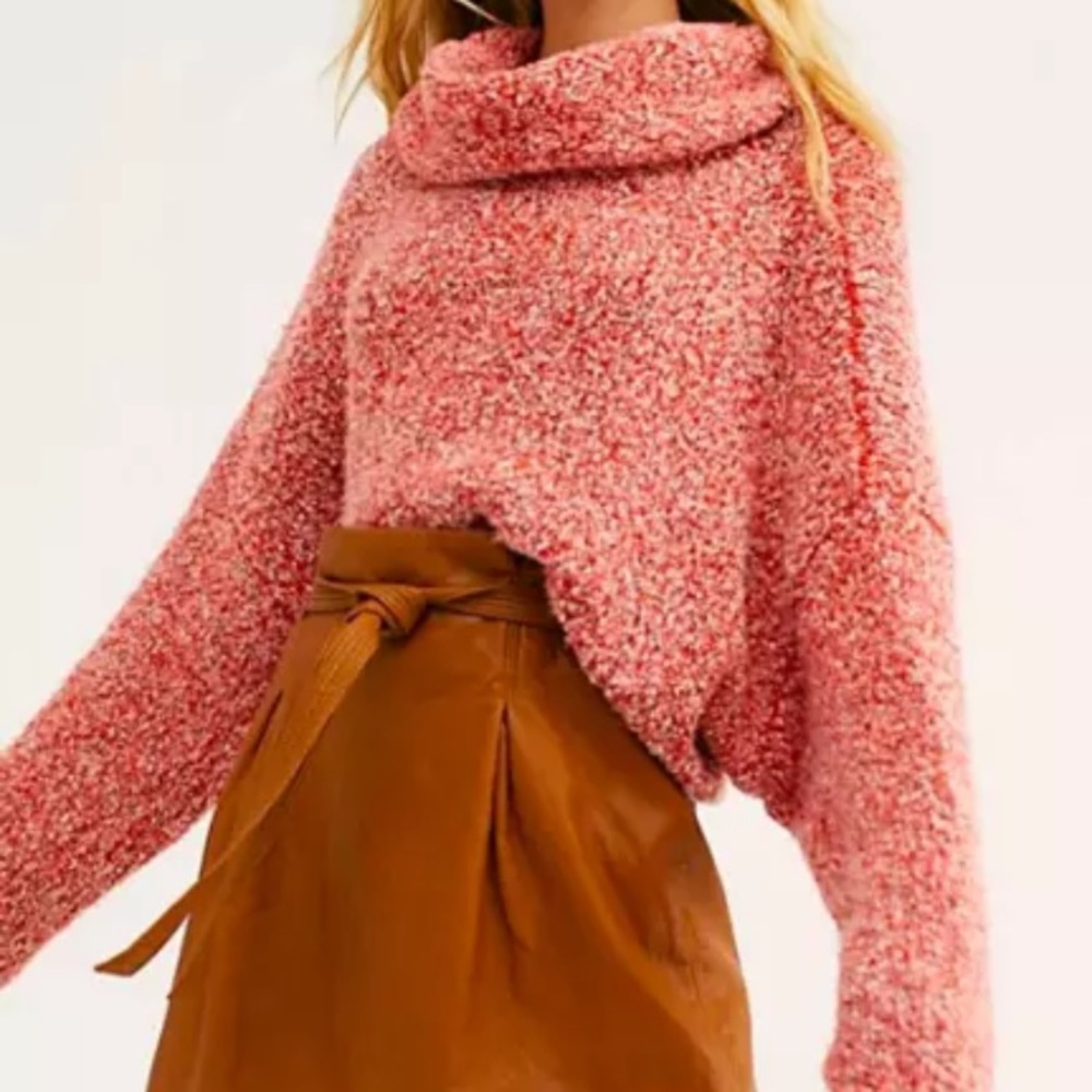 Free people cowl neck BFF sweater red lotus